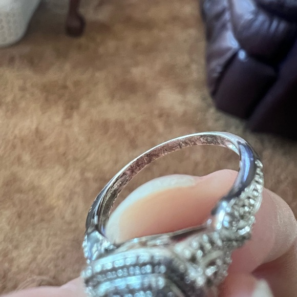 925 Sterling Silver Diamond Halo Setting Wedding
Engagement Ring. - Picture 14 of 17